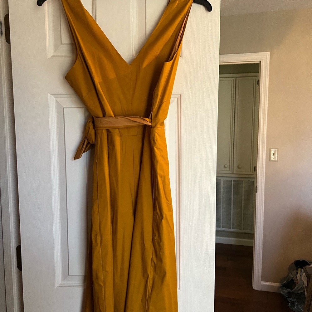 J. Crew Golden Mustard Wrap Jumpsuit with Tie Waist - Picture 2 of 3